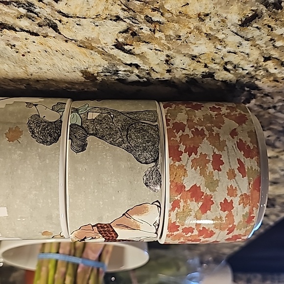 Pier 1 Stackable Autum Stoneware Mugs, Set of 4 w/metal housing - Picture 4 of 7